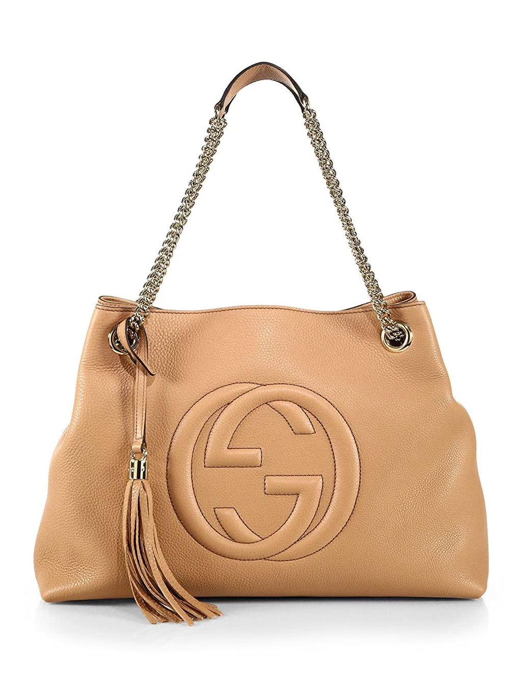 Camel Pebbled Leather Shoulder Hand Bag D227