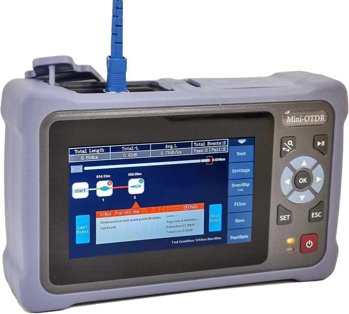 Mini-Pro Single Mode OTDR 1310/1550nm 26/24dB 4.3 inches Touch Screen Optical Network Tester X749