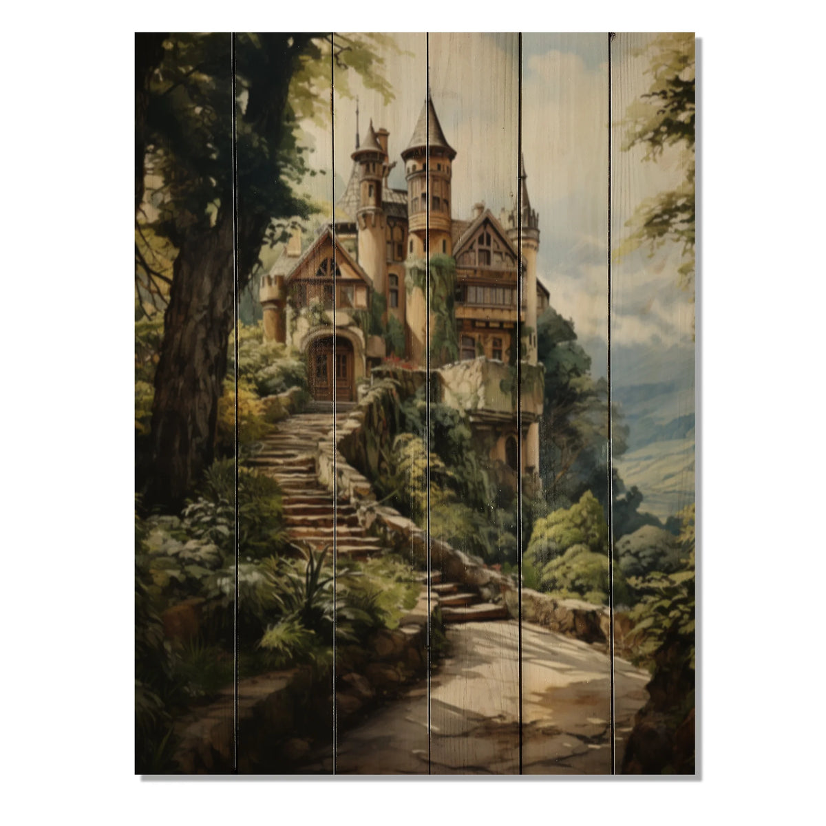 Rustic Wall Art Print on Natural Pine Wood M385