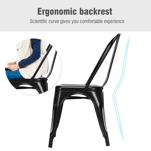 Black Metal Stackable Dining Side Chair Set of 4 O8110