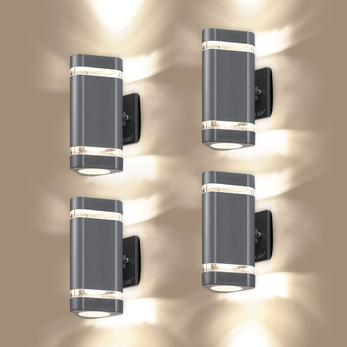 4 Pack LED Triangular Up and Down Outdoor Wall Light, Aluminum Waterproof, 3000k 5W I57306