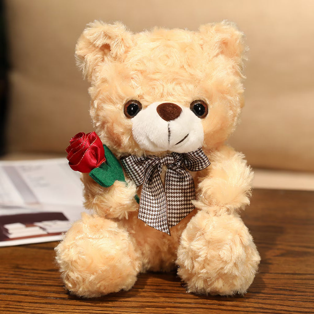 Light Brown Roses Teddy Bear Plush Toy E834