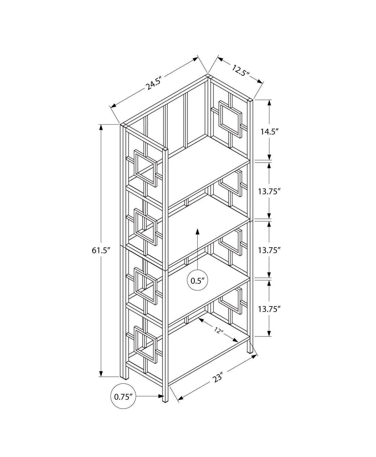 4 Tier Bookcase Espresso with Black Metal Etagere D841695