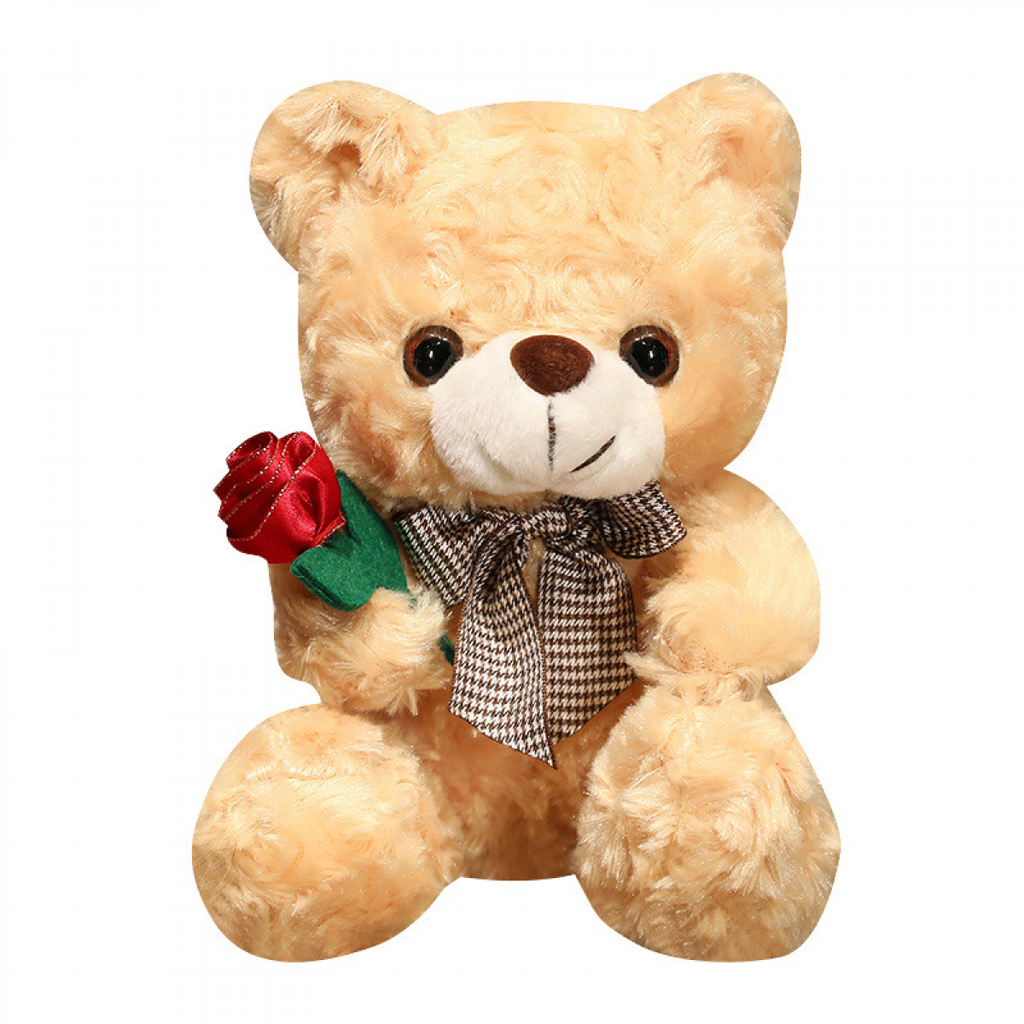 Light Brown Roses Teddy Bear Plush Toy E834