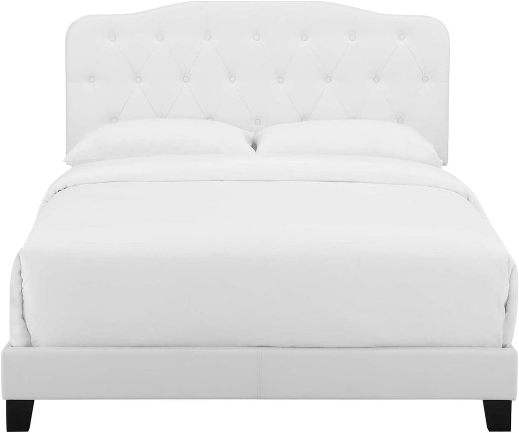 White Faux Leather Bed P222