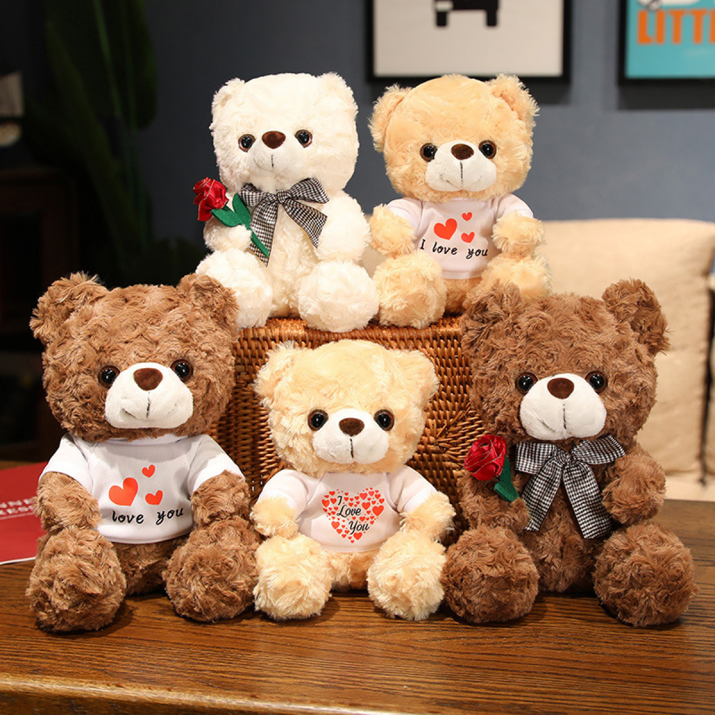 Light Brown Roses Teddy Bear Plush Toy E834