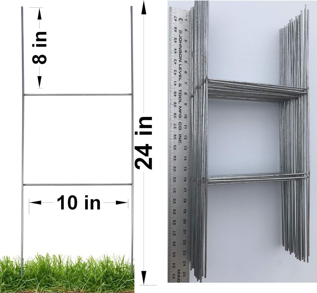 100 Pack Galvanized Wire Double H-Frame Stake 24 Tall 10 Wide C100